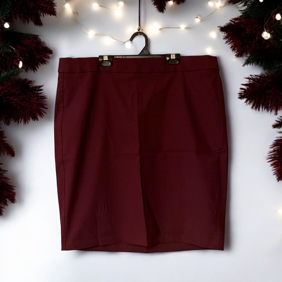 Elle Burgundy Pencil Skirt - Picture 1 of 9